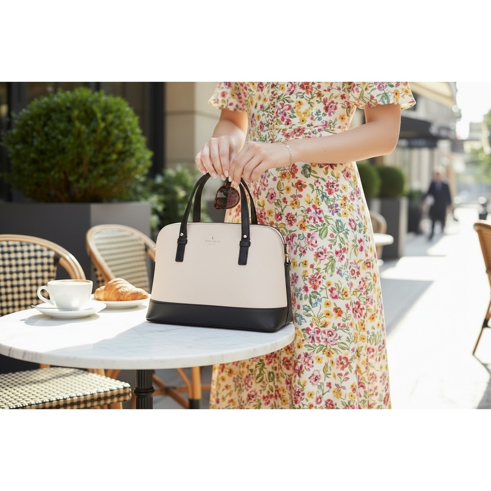 NWT Kate Spade Small Rachelle Grand Street Leather Dome Satchel Pebble Black